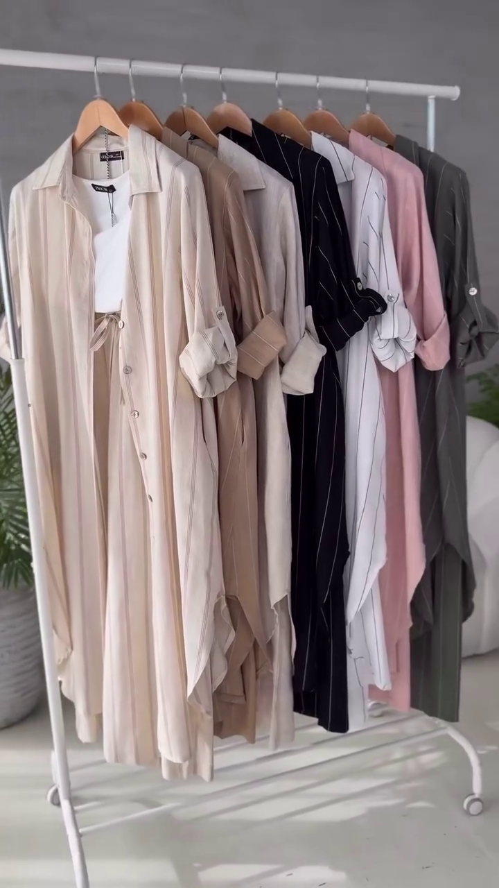 TwillEase – Black Cotton Striped Co-ord Set