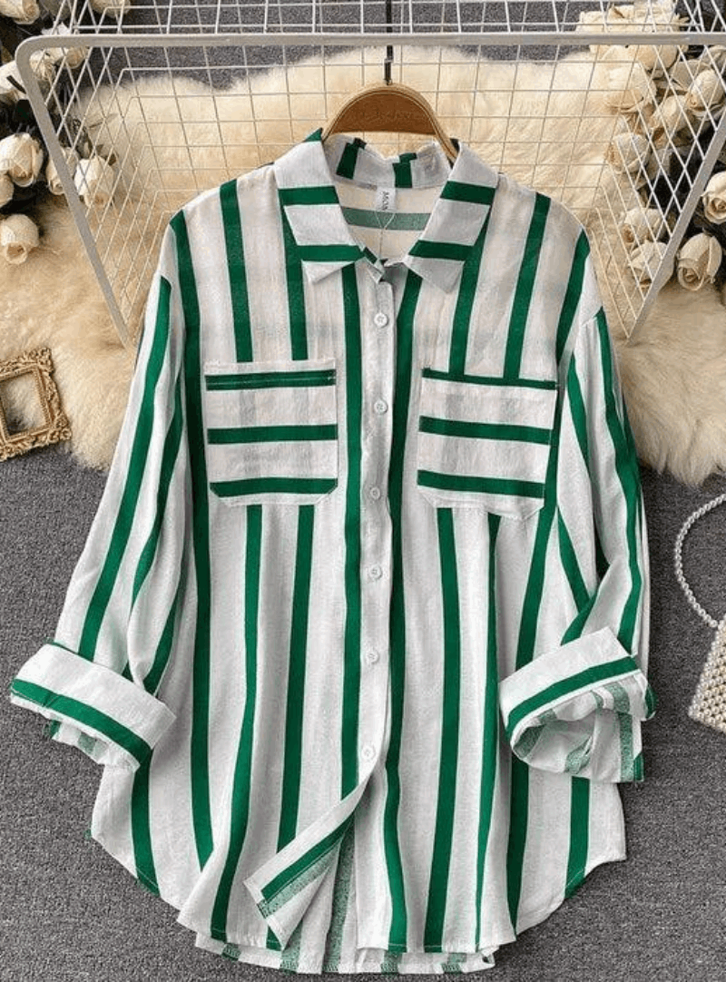 Zesica Cotton Comfort fit Double Pocket Mel Striped Shirt