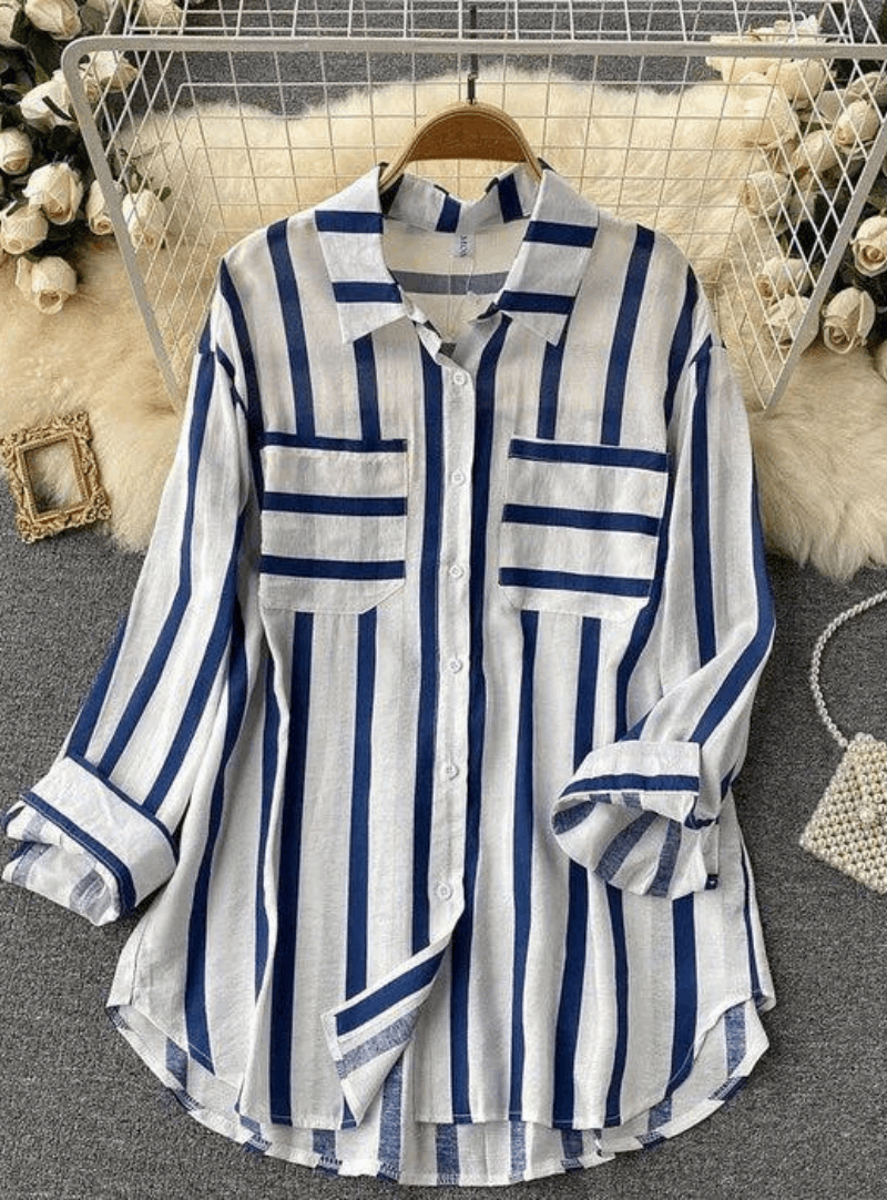 Zesica Cotton Comfort fit Double Pocket Mel Striped Shirt