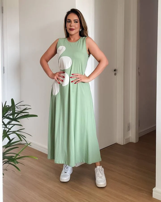 Lira Bloom Midi Dress with Statement Appliqué Floral - Mint Green