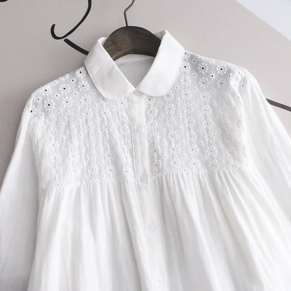 Pure Cotton Schiffli Embroidered Full Sleeves Shirt