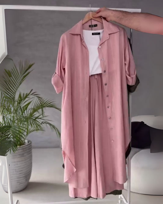 TwillEase – Pink Cotton Striped Co-ord Set