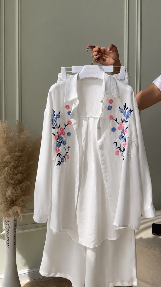Breezy Bloom Haven Co-Ord Set  White