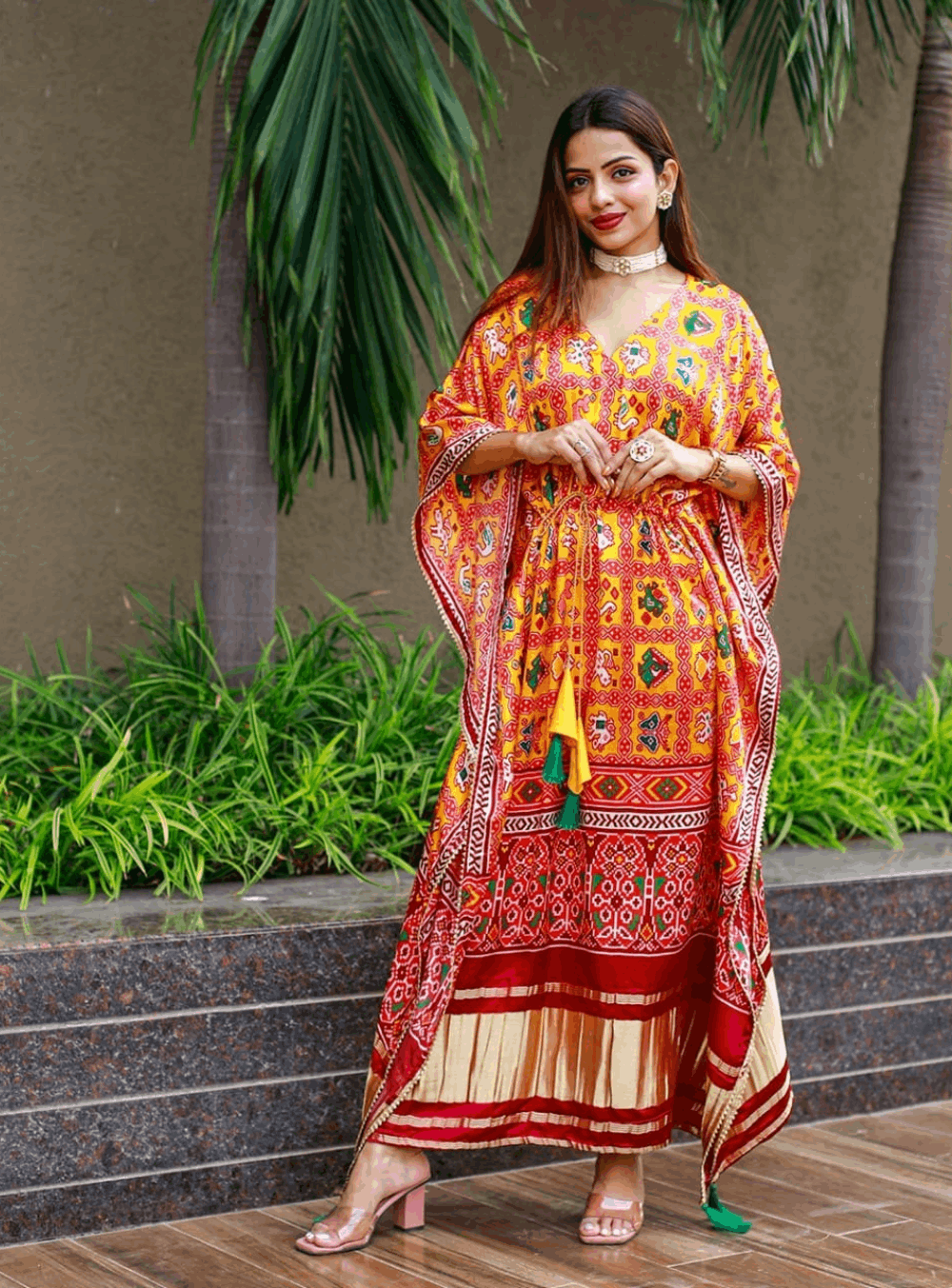 Ocean Digital Bandhej Print Pure Gaji Silk kaftan