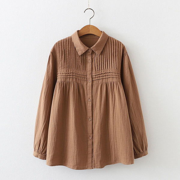 Pure Cotton Pleated Shirt Type Tunic