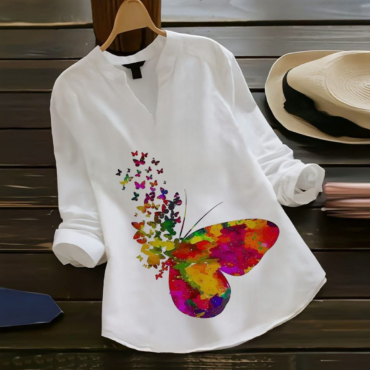 Butterfly Art Printed Rayon Top