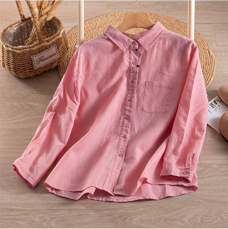 Women Full Sleeve Plain Cotton Comfort Shirt