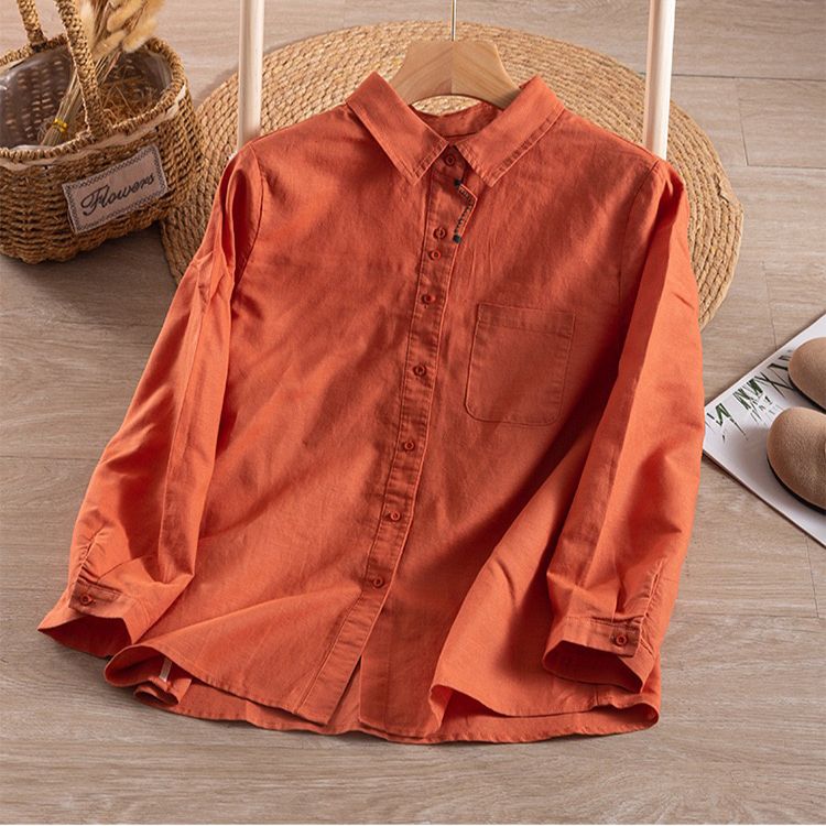 Women Full Sleeve Plain Cotton Comfort Shirt