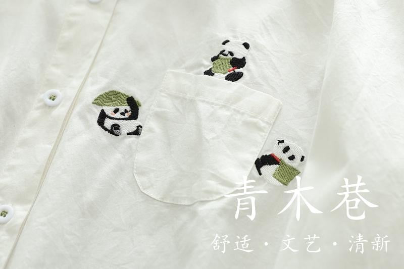 Women Panda Elegant Long-Sleeve Shirt