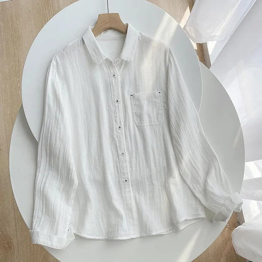 New Autumn Cotton White Shirts Women