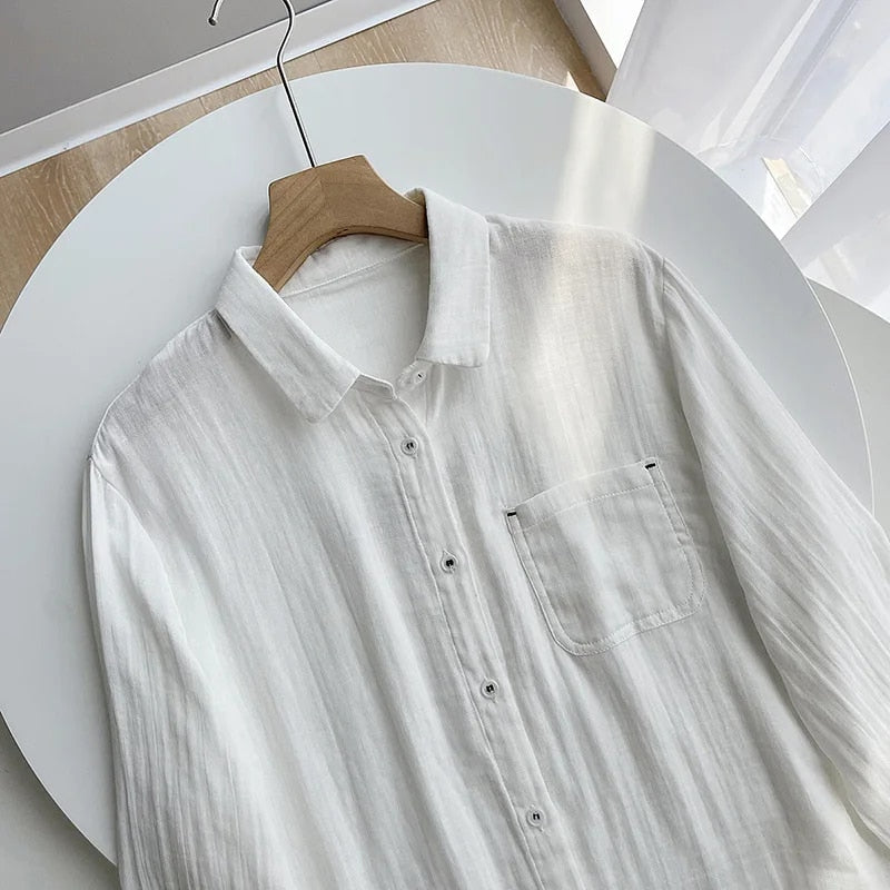 New Autumn Cotton White Shirts Women