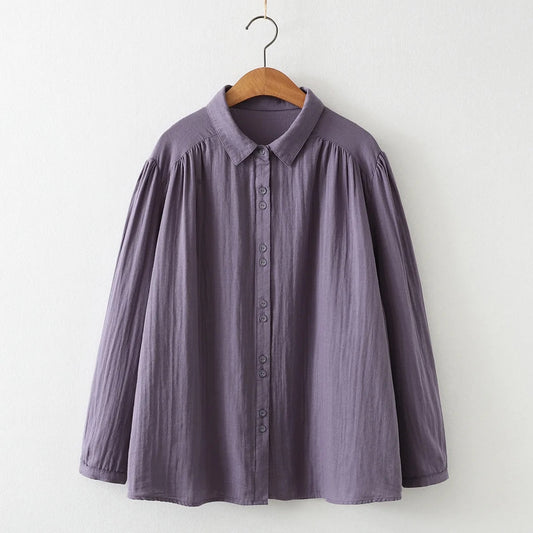 New Autumn 2 Layers Cotton Yarn Women Shirts