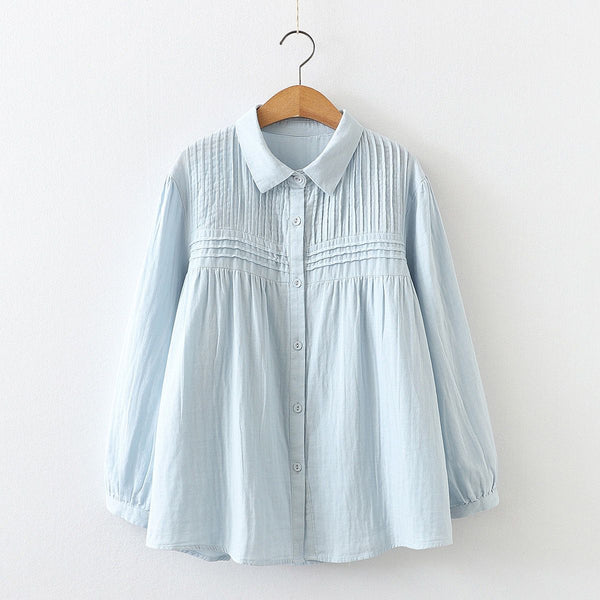 Pure Cotton Pleated Shirt Type Tunic