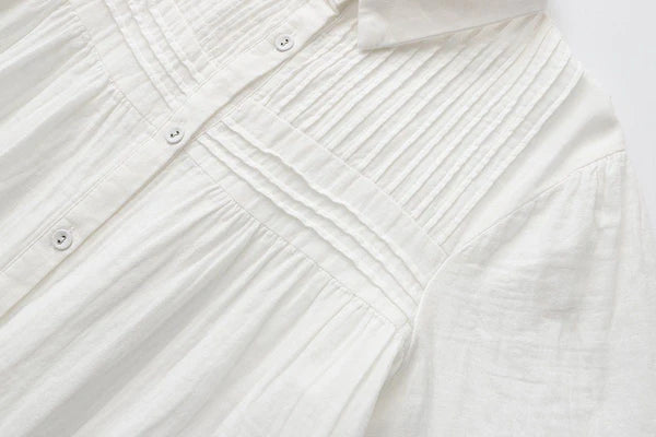 Pure Cotton Pleated Shirt Type Tunic