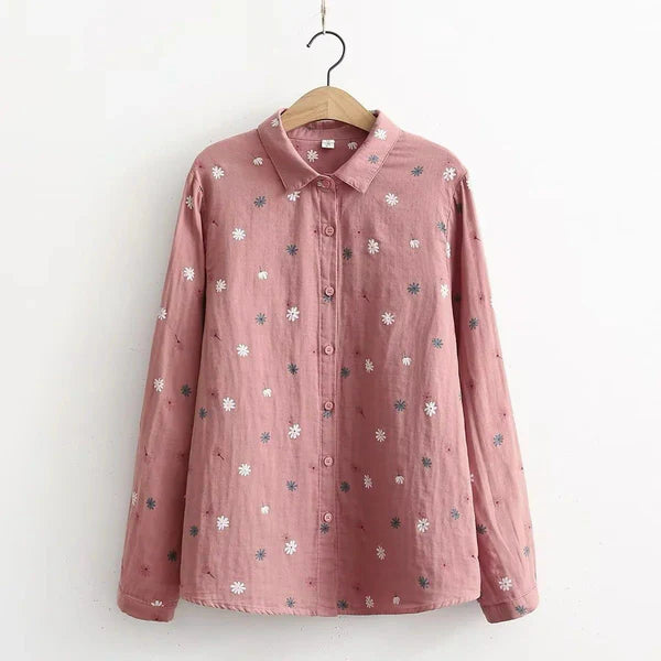 Flower Printed Long Sleeves Cotton Comfort Shirt