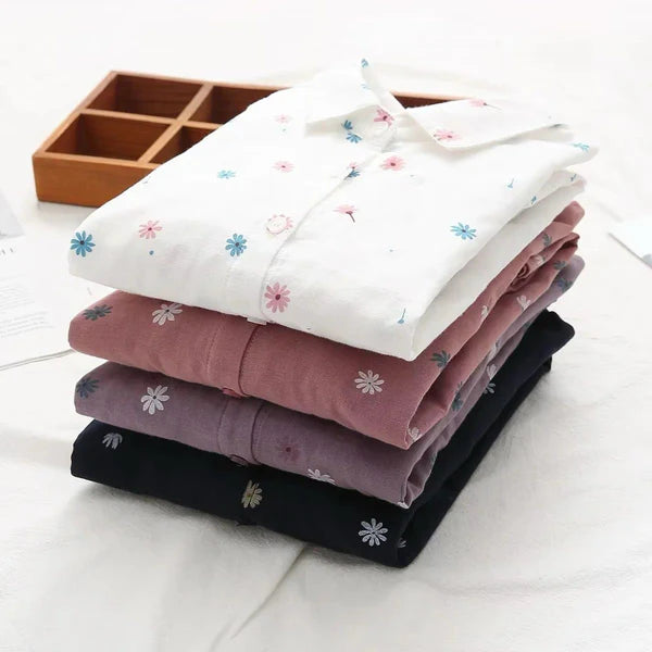 Flower Printed Long Sleeves Cotton Comfort Shirt