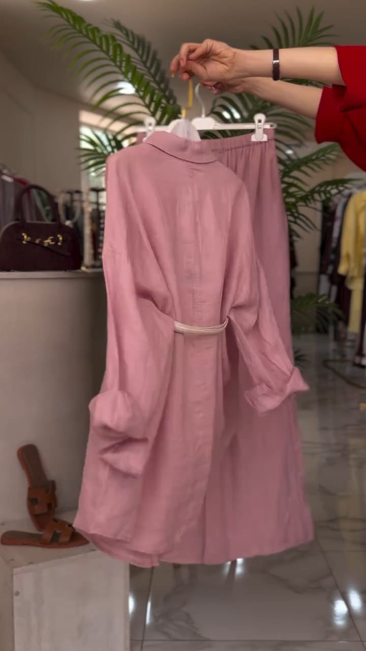 Sandstone Nude Pink Floral Embroidered Soft Co Ord Set