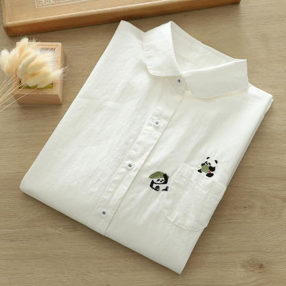 Women Panda Elegant Long-Sleeve Shirt