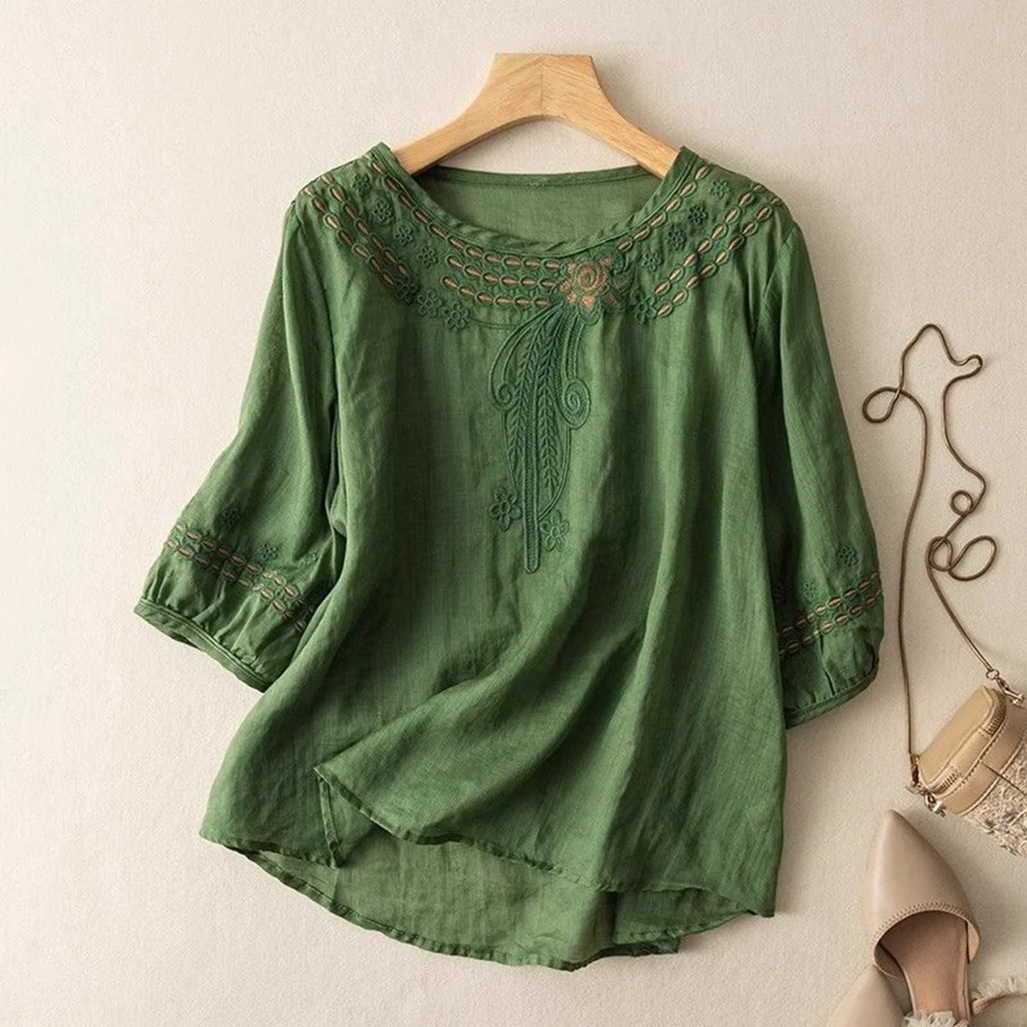 Women Embroidery Round Neck Stylish Tunics