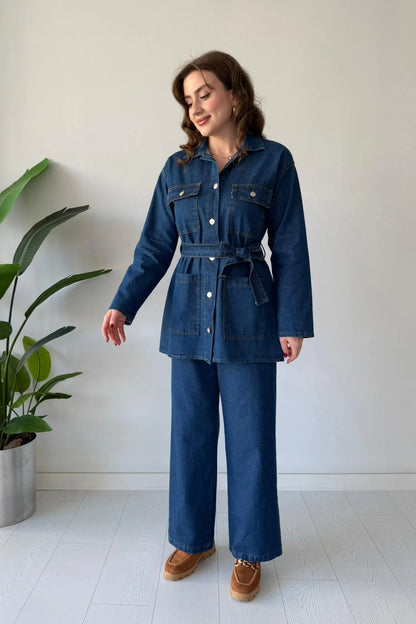 Gelato Navy blue Demin  Co-ord Set with Pants