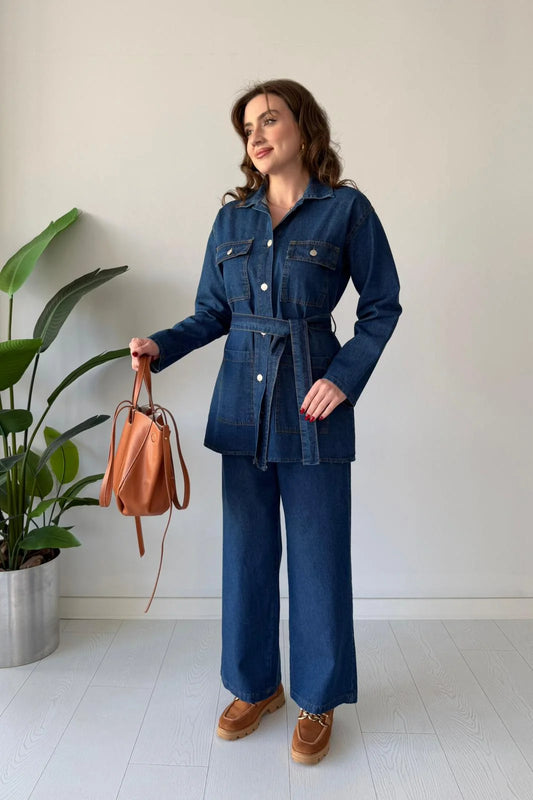 Gelato Navy blue Demin  Co-ord Set with Pants