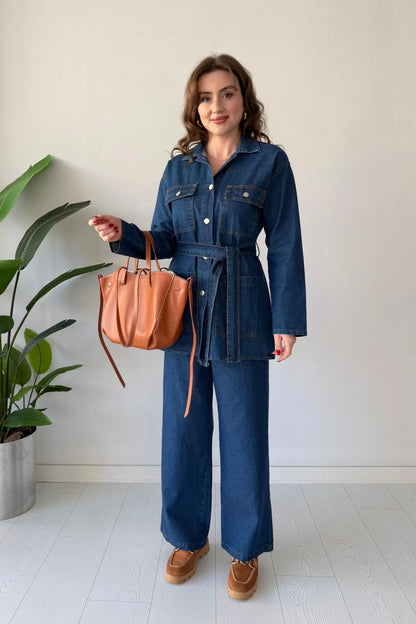 Gelato Navy blue Demin  Co-ord Set with Pants