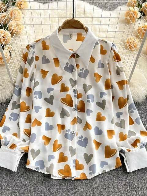 Women Heart Casual Shirt Print Top